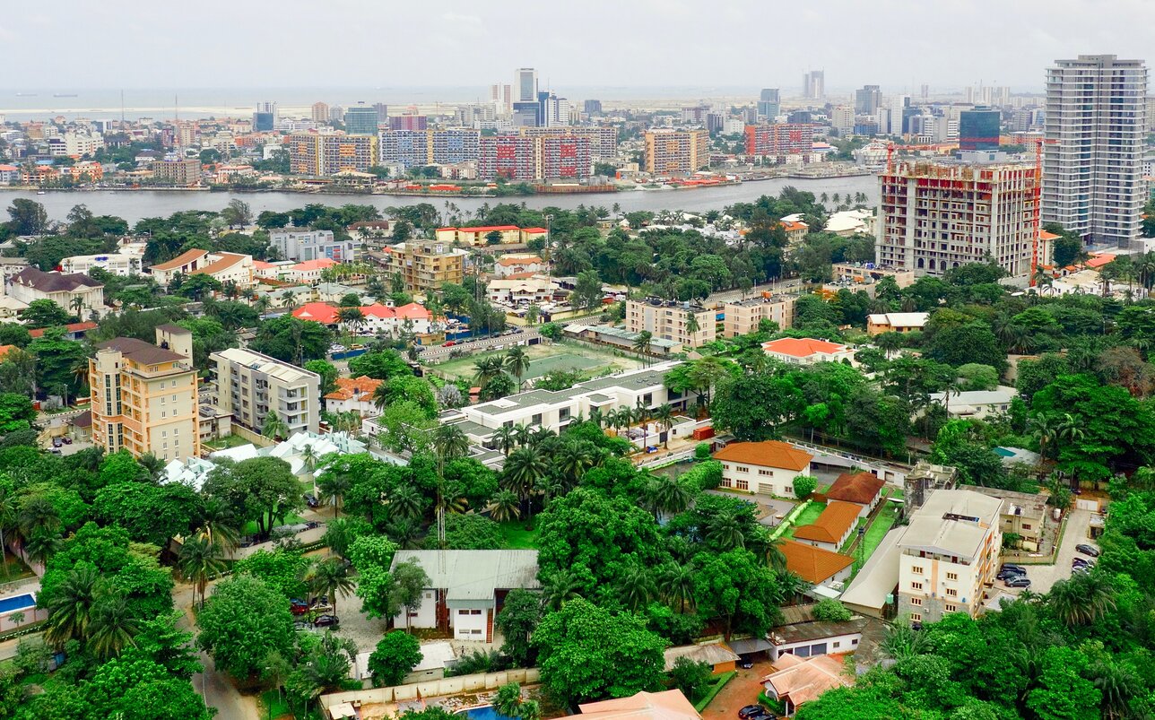 Ikoyi in the foreground with the Lagos Island skyline across the lagoon behind it